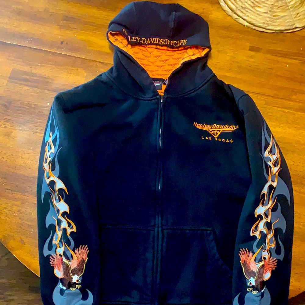Harley Davison zip up hoodie.